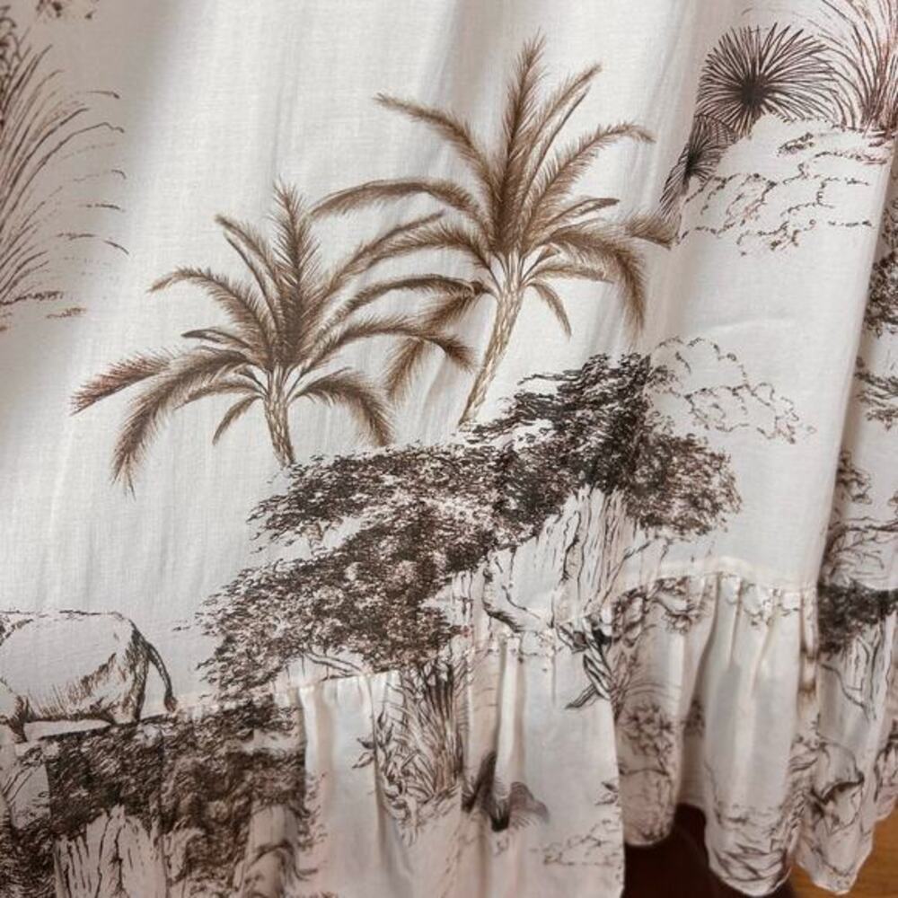 Sandro Dress 34 / XS / 2 Midi Toile‎ Ruffle Safari Print Cotton Victorian Jolay - Picture 13 of 16